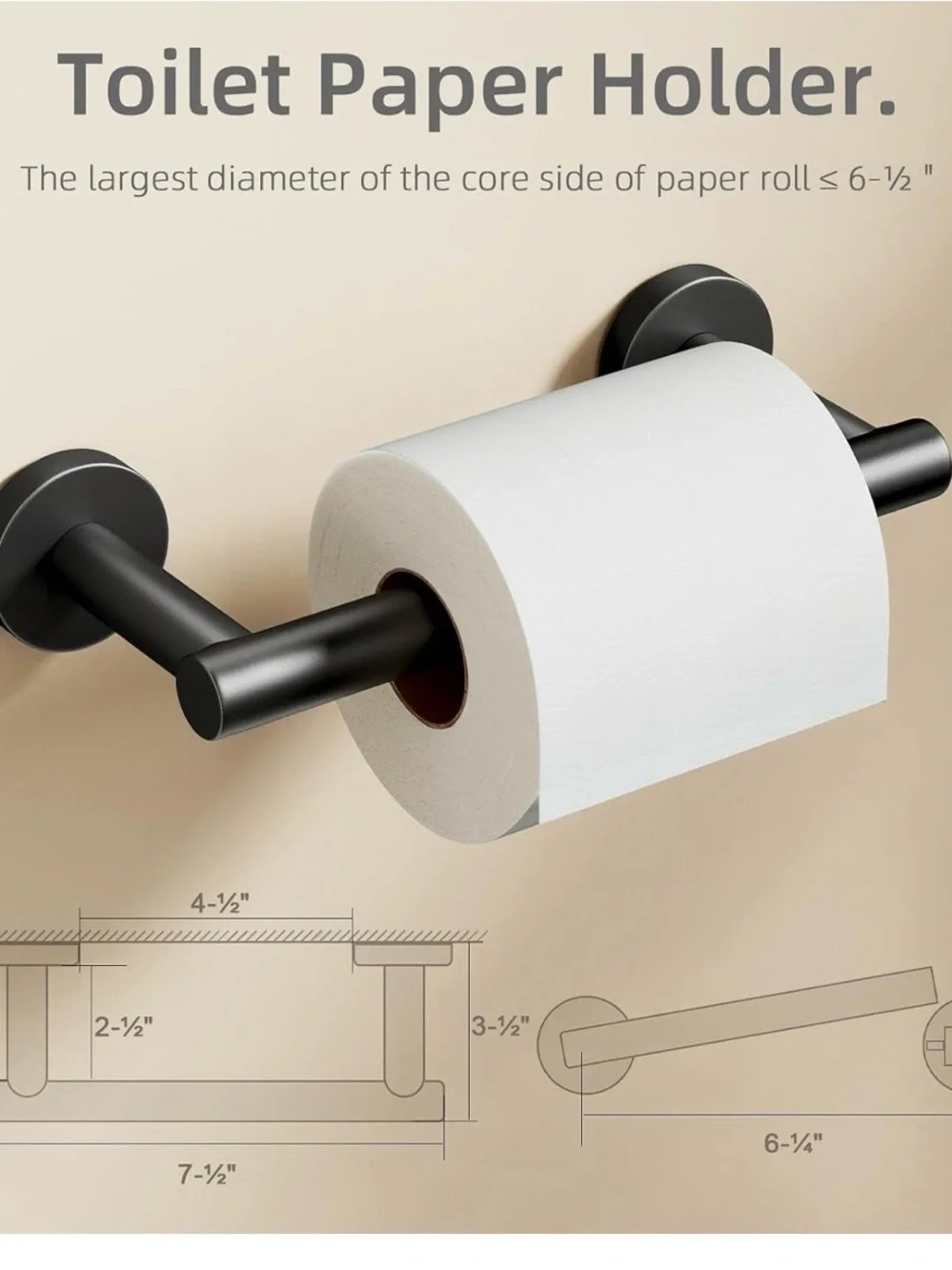 BRAND NEW Matte Black Wall-Mount Toilet Paper Holder - Sleek Modern Design